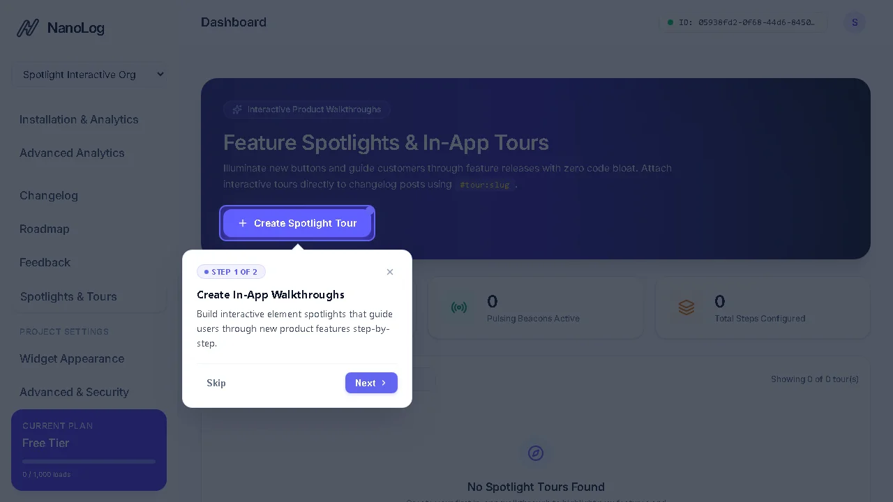 Feature Spotlights and Interactive In-App Tours